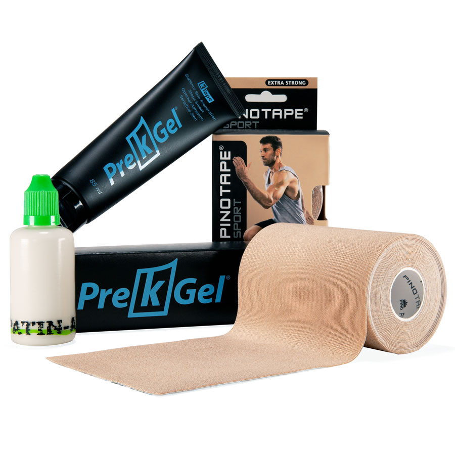 Barfuß Tape XXL Set Barfuß Tape XXL Set: Pretaping Gel, PATIN-TEX Mini und hautfarbenes Kinesiotape