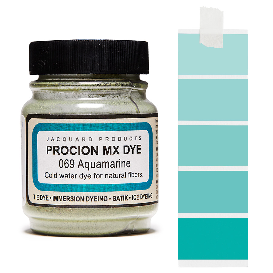 Jacquard Procion MX 069 Aquamarine 18,7 g Dose Jacquard Procion MX 069 Aquamarine 18,7 g mit Farbverlauf, Kaltwasser-Textilfarbe