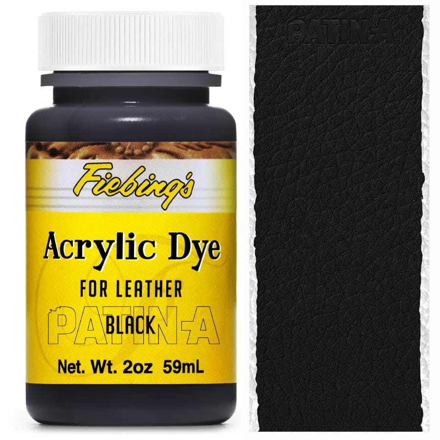 Fiebing's Acrylic Dye 59 ml Black, deckende Lederfarbe, mit Farbmuster