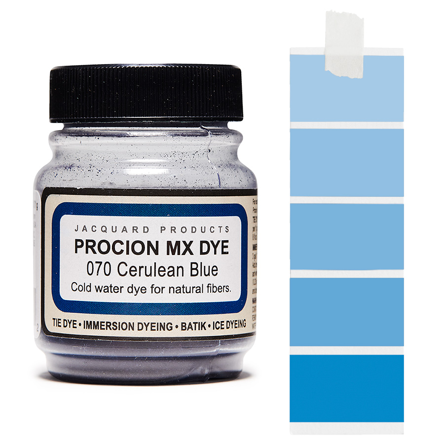 Jacquard Procion MX 070 Cerulean Blue 18,7 g Dose Jacquard Procion MX 070 Cerulean Blue 18,7 g mit Farbverlauf, Kaltwasser-Textilfarbe
