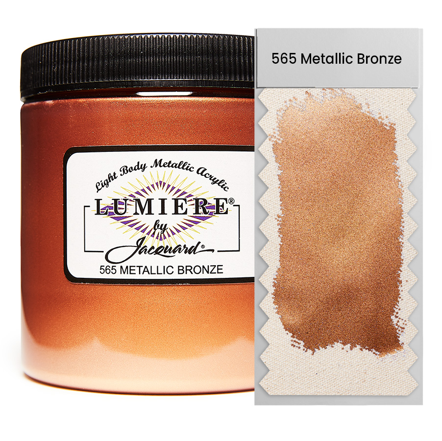 Jacquard Lumiere 565 Metallic Bronze 236 ml Dose Jacquard Lumiere 565 Metallic Bronze 236 ml mit Farbaufstrich, Metallic- und Perlglanzfarbe