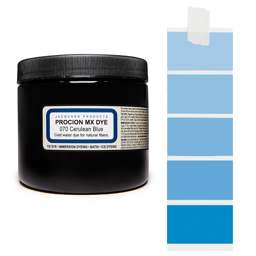 Jacquard Procion MX 070 Cerulean Blue 227 g Dose Jacquard Procion MX 070 Cerulean Blue 227 g mit Farbverlauf, Kaltwasser-Textilfarbe