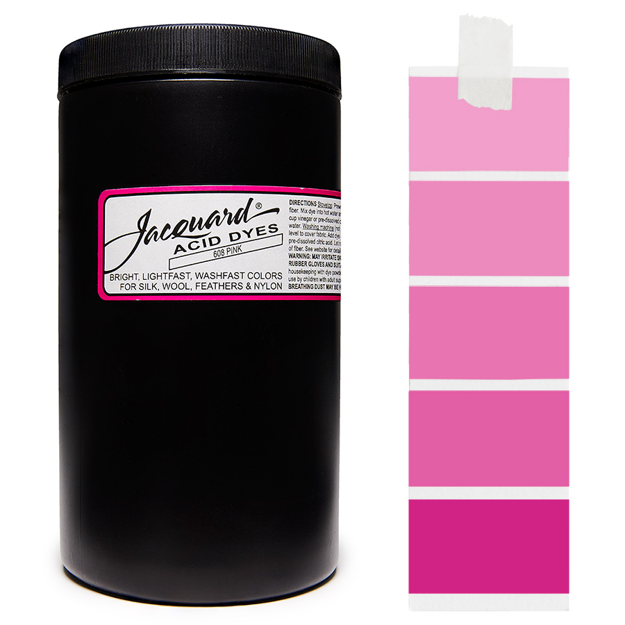 Pink 608  - Jacquard Acid Dye Textilfarbe - 450g - 1lb - leuchtende, neonfarbe, schnell waschende Farbe für Nylon, Seide, Wolle und Federn