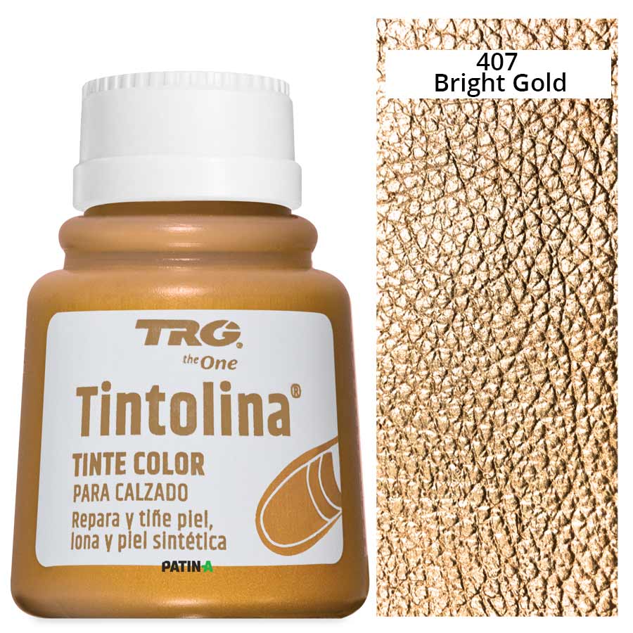 Tintolina Metallic 407 25 ml TRG Tintolina Metallic Lederfarbe 25 ml, 407 Bright Gold, mit Farbmuster
