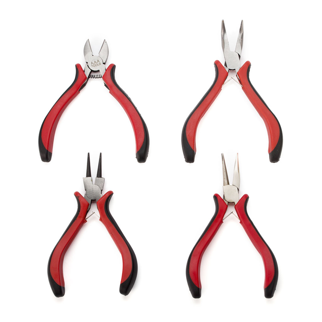 Schmuckzangen-Set Schmuckzangen-Set mit vier Zangen und roten Griffen