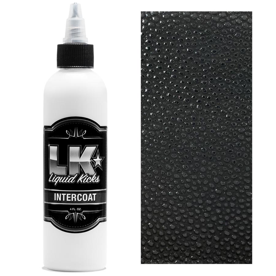 Liquid Kicks Intercoat ist ein wichtiges Produkt für alle, die mit mehreren Farben und Farbschichten arbeiten. LK Intercoat bildet einen unsichtbaren, transparenten Film (Zwischenbeschichtung), der chemische Reaktionen und Ausbluten zwischen Farbschichten