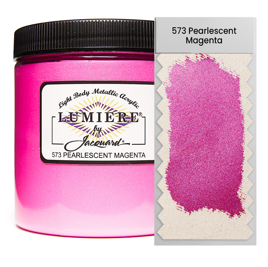 Jacquard Lumiere 573 Pearlescent Magenta 236 ml Dose Jacquard Lumiere 573 Pearlescent Magenta 236 ml mit Farbaufstrich, Metallic- und Perlglanzfarbe