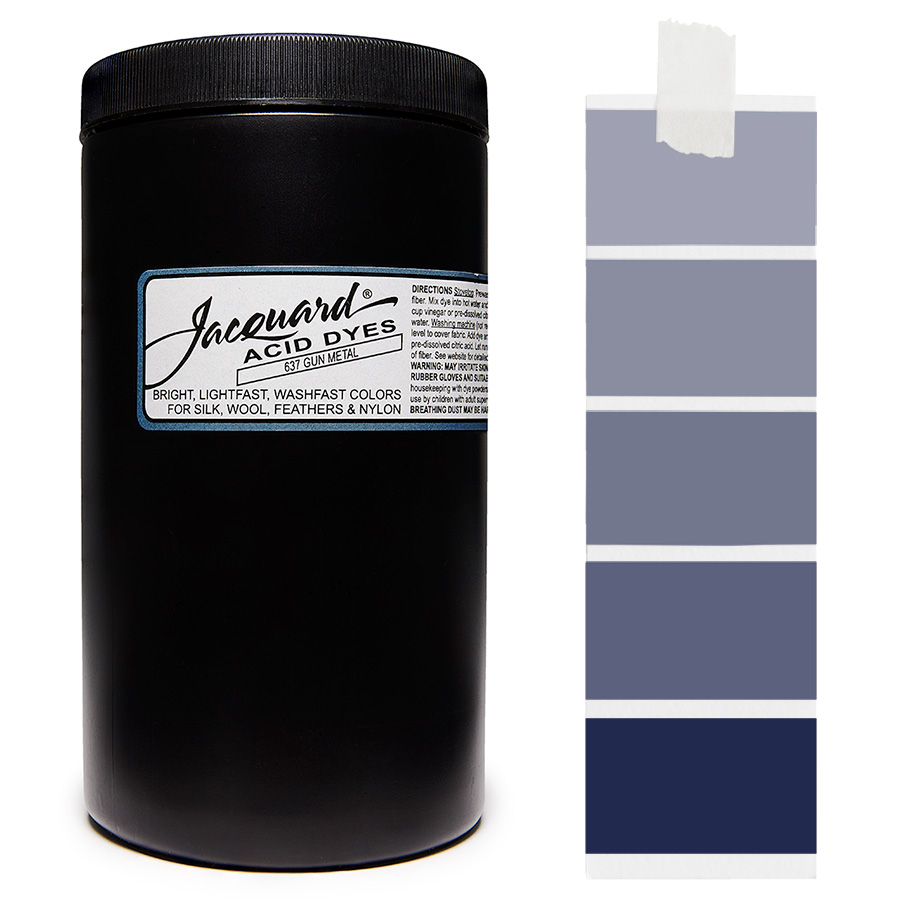 Gun Metal 637 - Jacquard Acid Dye Textilfarbe - 450g - 1lb - leuchtende, neonfarbe, schnell waschende Farbe für Nylon, Seide, Wolle und Federn