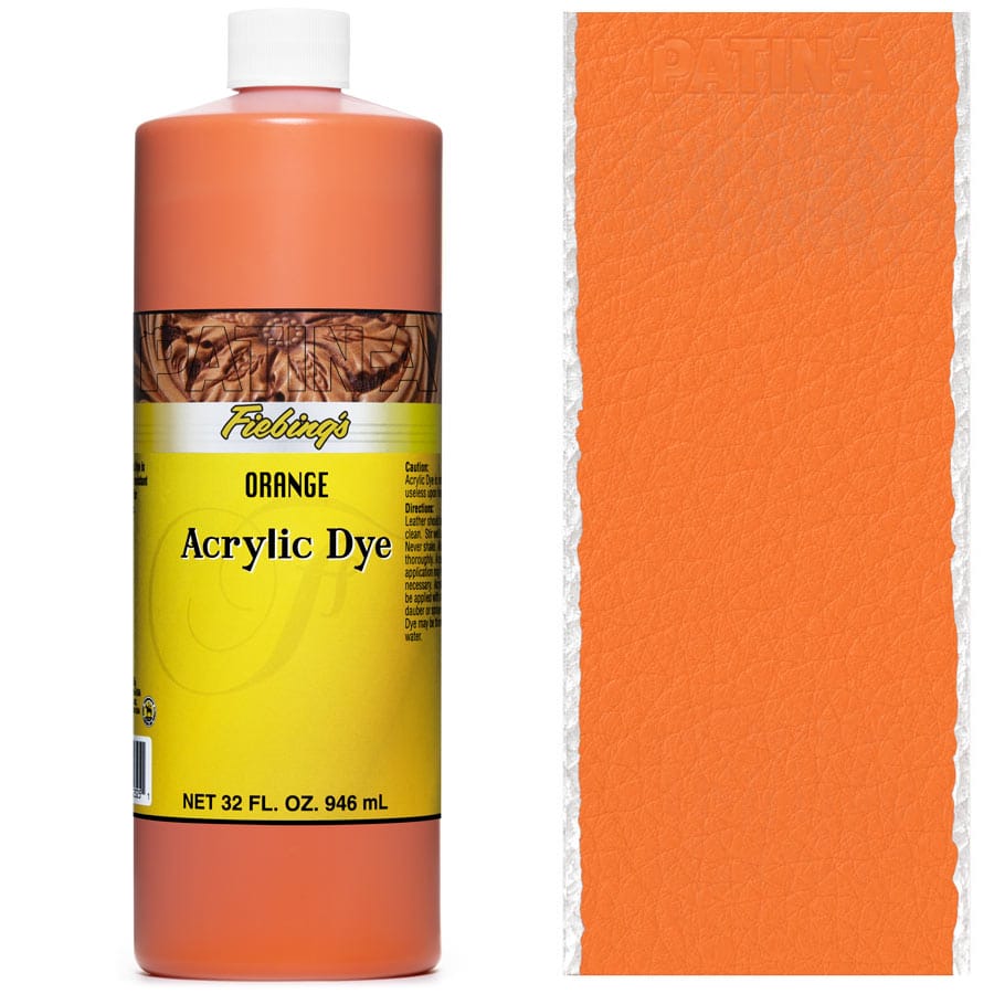 Acrylic Dye 946 ml Orange Fiebing's Acrylic Dye 946 ml Orange, deckende Lederfarbe, mit Farbmuster
