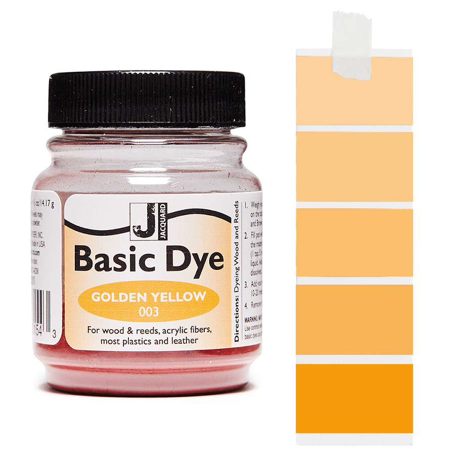 Jacquard Basic Dye 003 Golden Yellow 14 g Dose Jacquard Basic Dye 003 Golden Yellow 14 g mit Farbverlauf, für Polyacryl, Holz und Federn