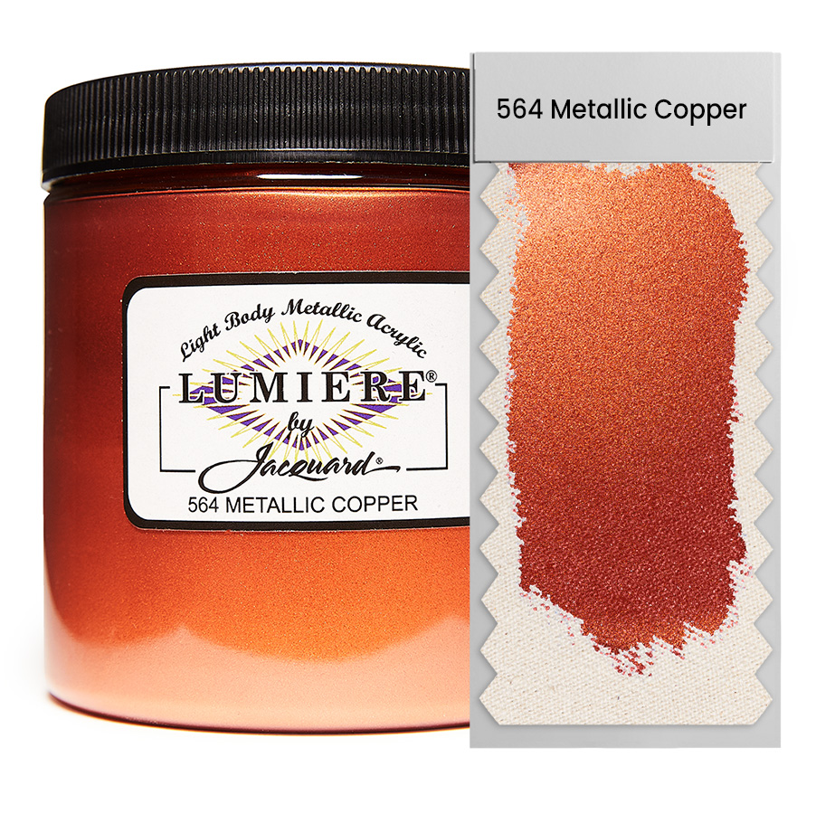 Jacquard Lumiere 564 Metallic Copper 236 ml Dose Jacquard Lumiere 564 Metallic Copper 236 ml mit Farbaufstrich, Metallic- und Perlglanzfarbe