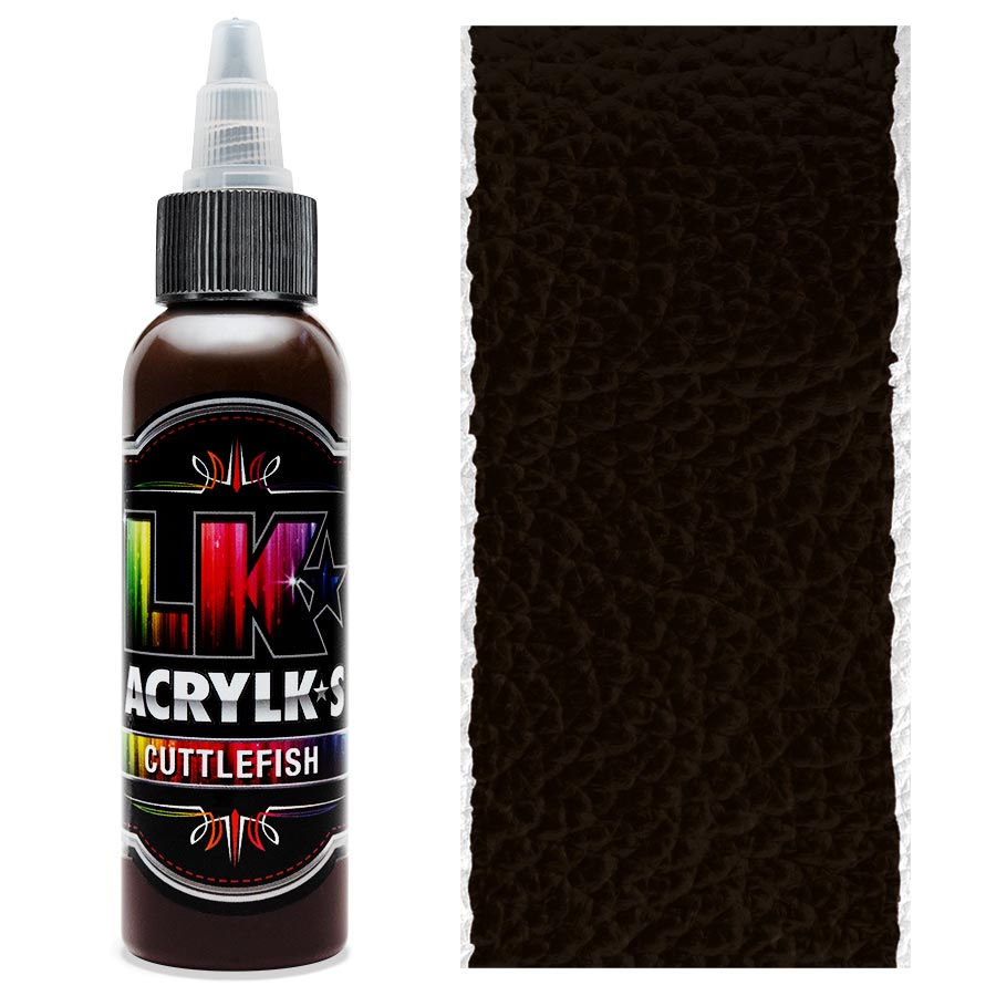 Liquid Kicks Acrylks Cuttlefish - Marron LK ACRYLKS est la peinture ultime pour le cuir, la toile, le vinyle, le plastique, le métal, le papier, le bois et bien plus encore. Les LK ACRYLKS ont une valeur chromatique élevée et sont incroyablement faciles à mélanger. Les artistes aiment la passion