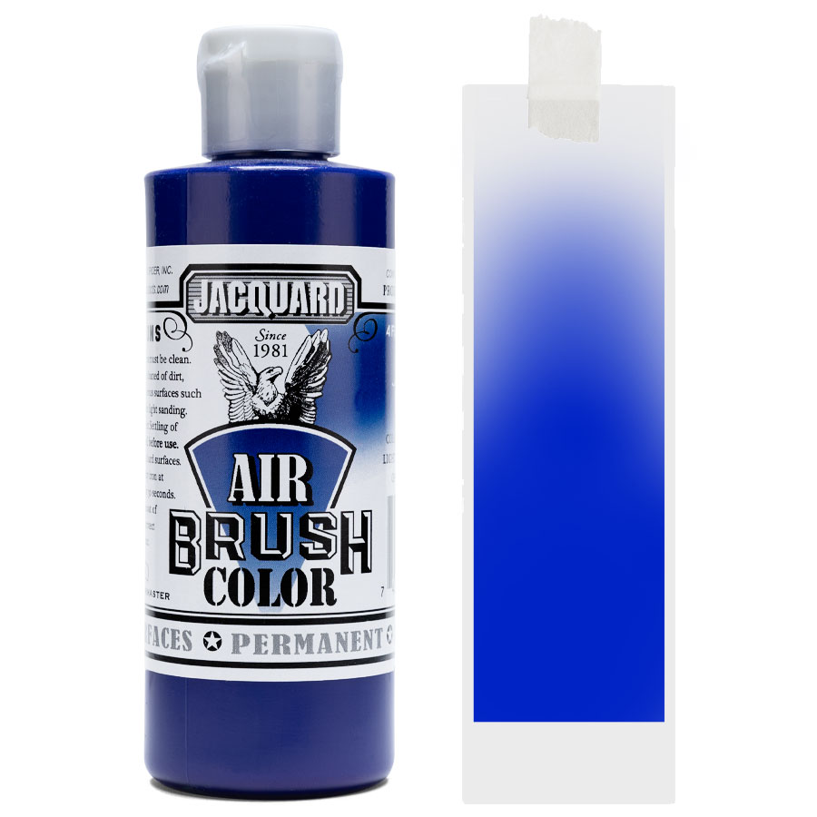 Jacquard Airbrush Bright 502 Blue Flasche Jacquard Airbrush Color Bright 502 Blue mit Farbmuster