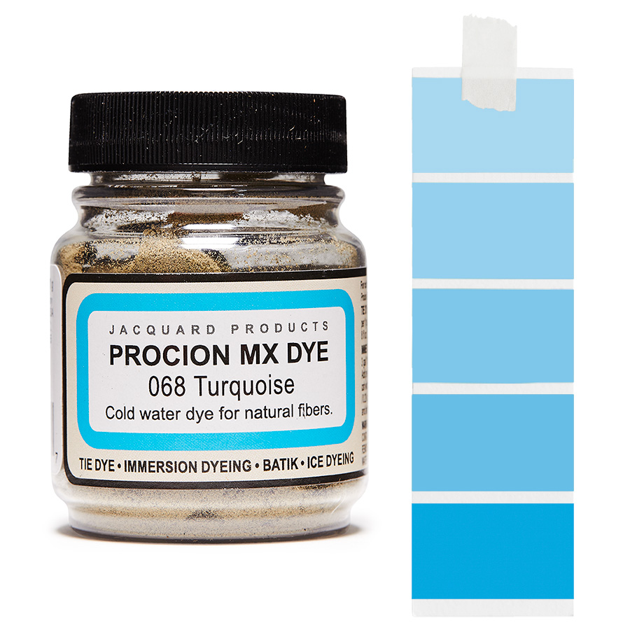 Jacquard Procion MX 068 Turquoise 18,7 g Dose Jacquard Procion MX 068 Turquoise 18,7 g mit Farbverlauf, Kaltwasser-Textilfarbe