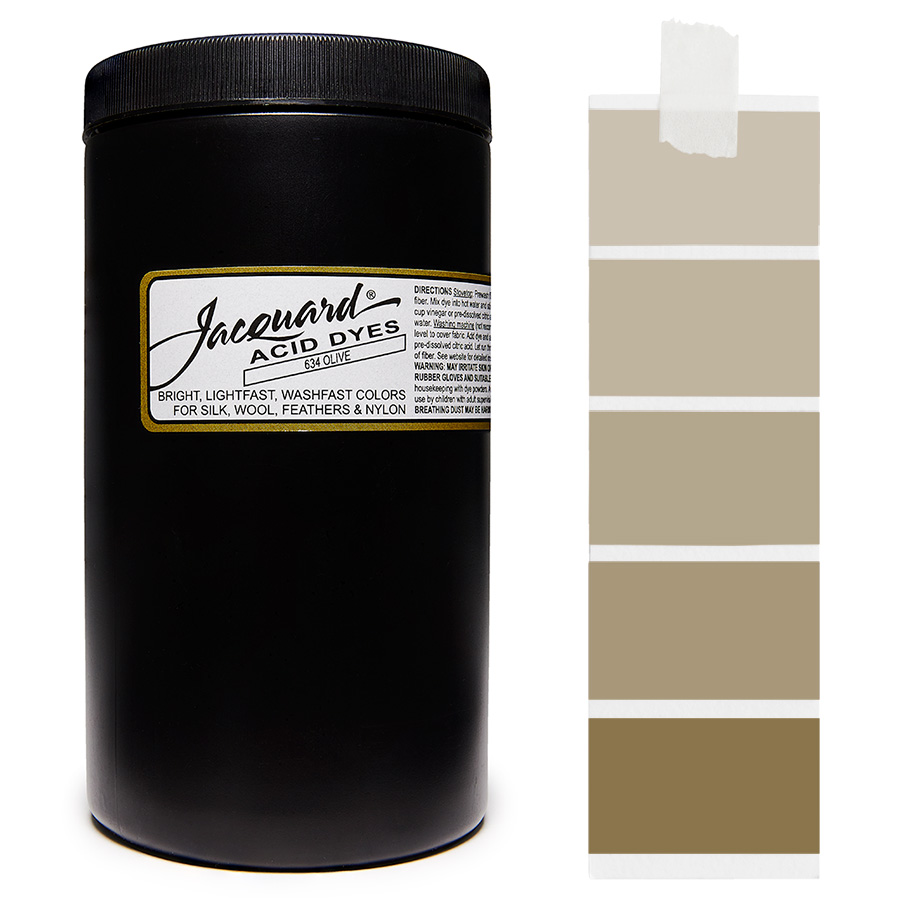 Olive 634 - Jacquard Acid Dye Textilfarbe - 450g - 1lb - leuchtende, neonfarbe, schnell waschende Farbe für Nylon, Seide, Wolle und Federn