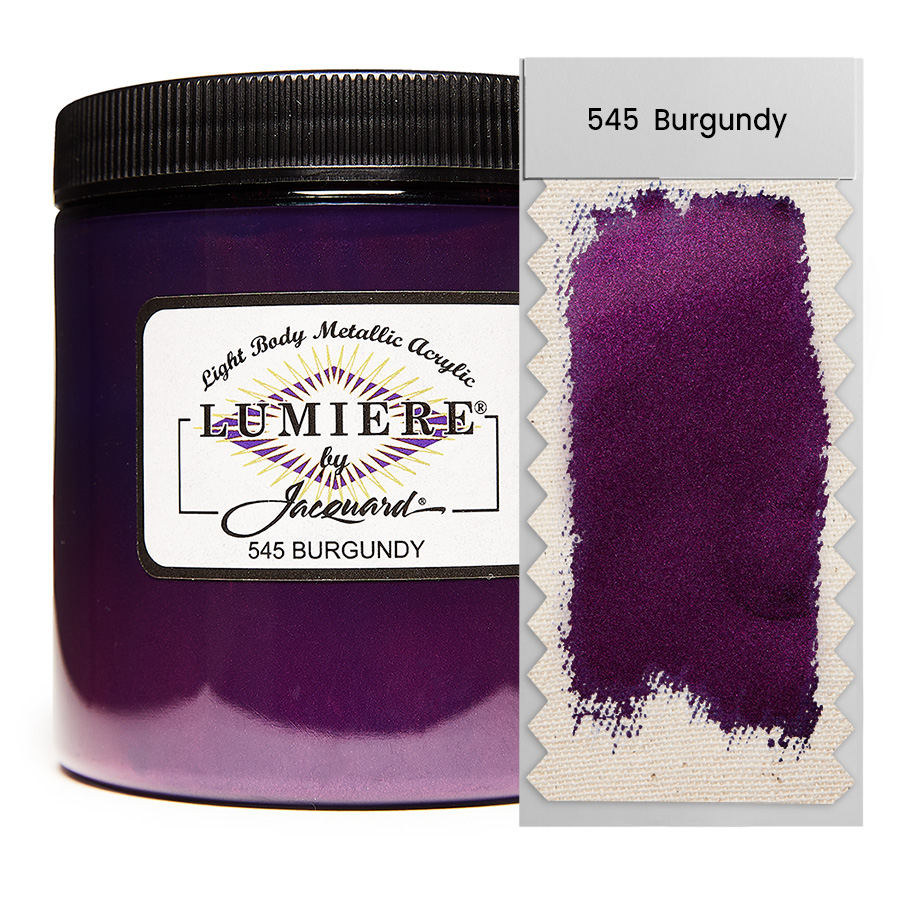 Jacquard Lumiere 545 Burgundy 236 ml Dose Jacquard Lumiere 545 Burgundy 236 ml mit metallisch glänzendem Farbmuster