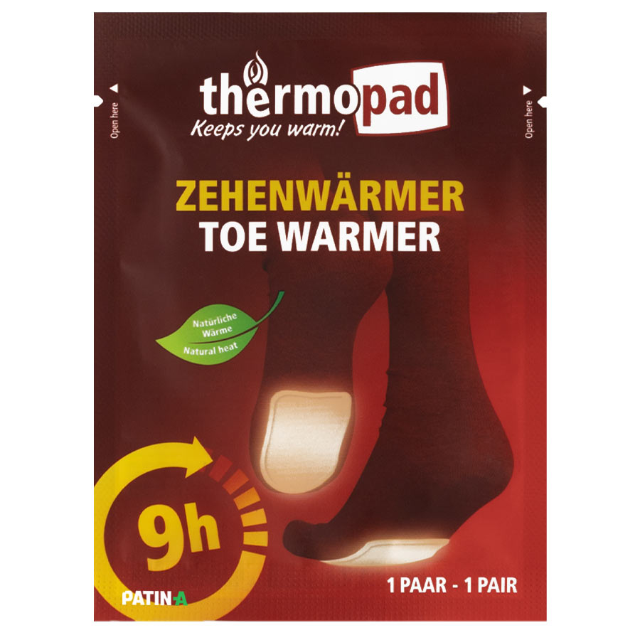 Thermopad toe warmers are small warmers that keep your toes and feet warm for 9 hours.