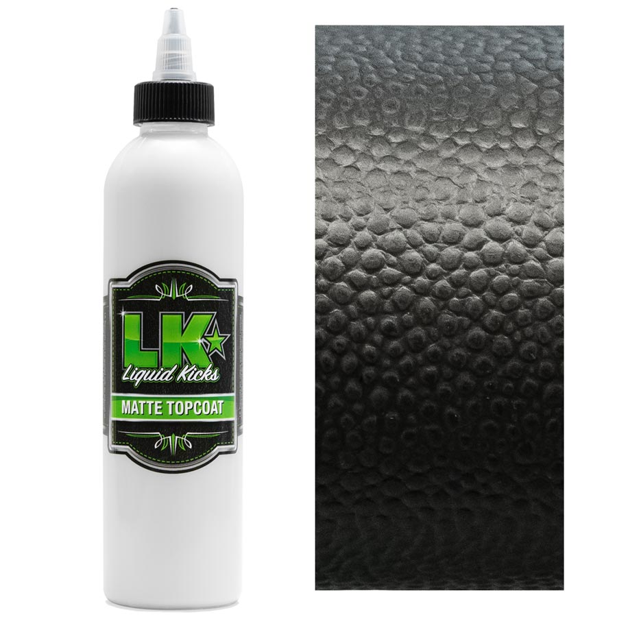 Liquid Kicks Matte Topcoat ist ein professioneller, hochelastischer, matt glänzender Decklack. Das Matte Finish ist ein matter Überzug der einen sanften leichten Glanz besitzt - eher sollte man es mit einem leichten Schimmern bezeichnen.
