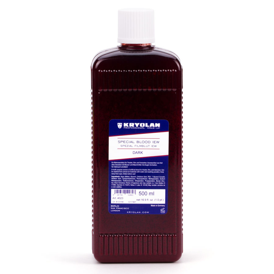 Kryolan Filmblut IEW Dunkel 500 ml Flasche Kryolan Universal-Filmblut IEW Dunkel 500 ml, auswaschbar aus Textilien