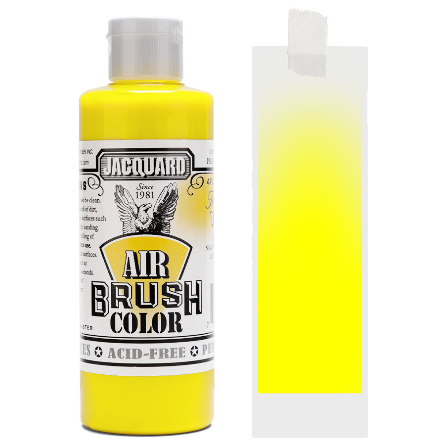 Jacquard Airbrush Fluoreszierend 400 Yellow Flasche Jacquard Airbrush Color Fluoreszierend 400 Yellow mit Farbmuster