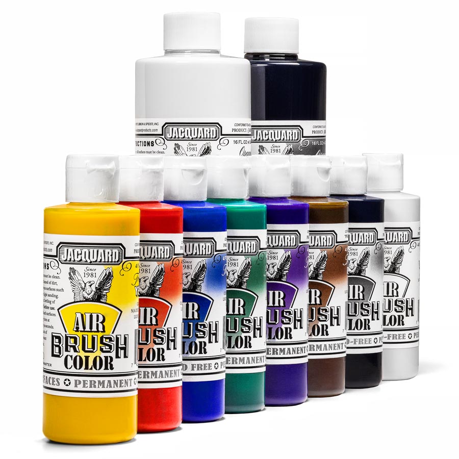 Jacquard Airbrush Color Opaque Bottles of Jacquard Airbrush Color Opaque in 118 ml and 473 ml