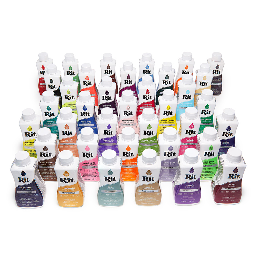 Rit All-Purpose Dye alle Farben Gruppe aus Rit All-Purpose Dye Flaschen in allen Farben