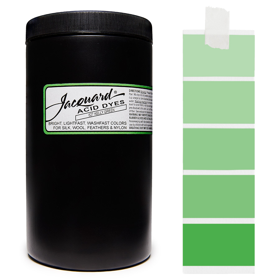Kelly Green 627  - Jacquard Acid Dye Textilfarbe - 450g - 1lb - leuchtende, neonfarbe, schnell waschende Farbe für Nylon, Seide, Wolle und Federn