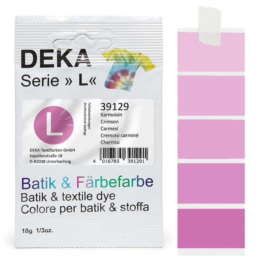 DEKA L teinture batik cramoisi 10 g Sachet de teinture batik DEKA série L cramoisi, 10 g, avec dégradé