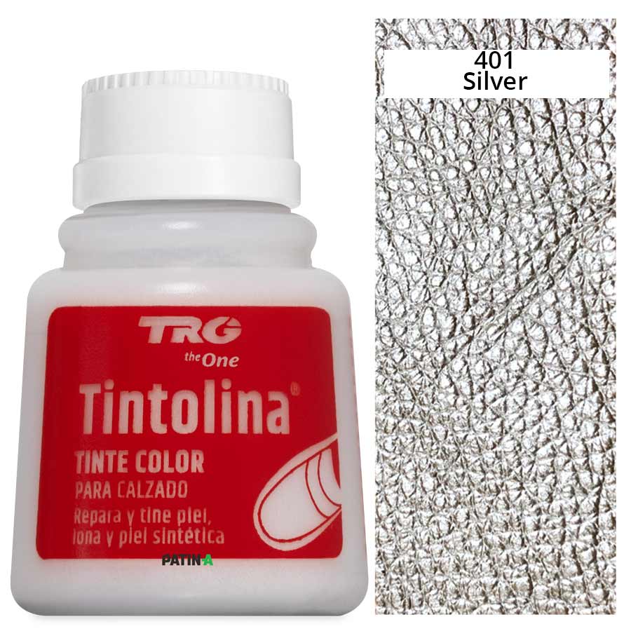 Tintolina Metallic 401 25 ml TRG Tintolina Metallic Lederfarbe 25 ml, 401 Silver, mit Farbmuster