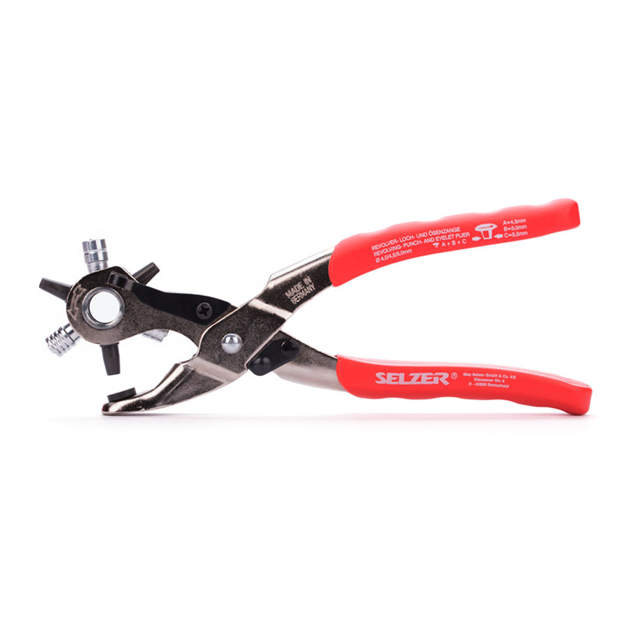 Pince Selzer vue latérale Pince revolver et à œillets Selzer 2 en 1, vue latérale