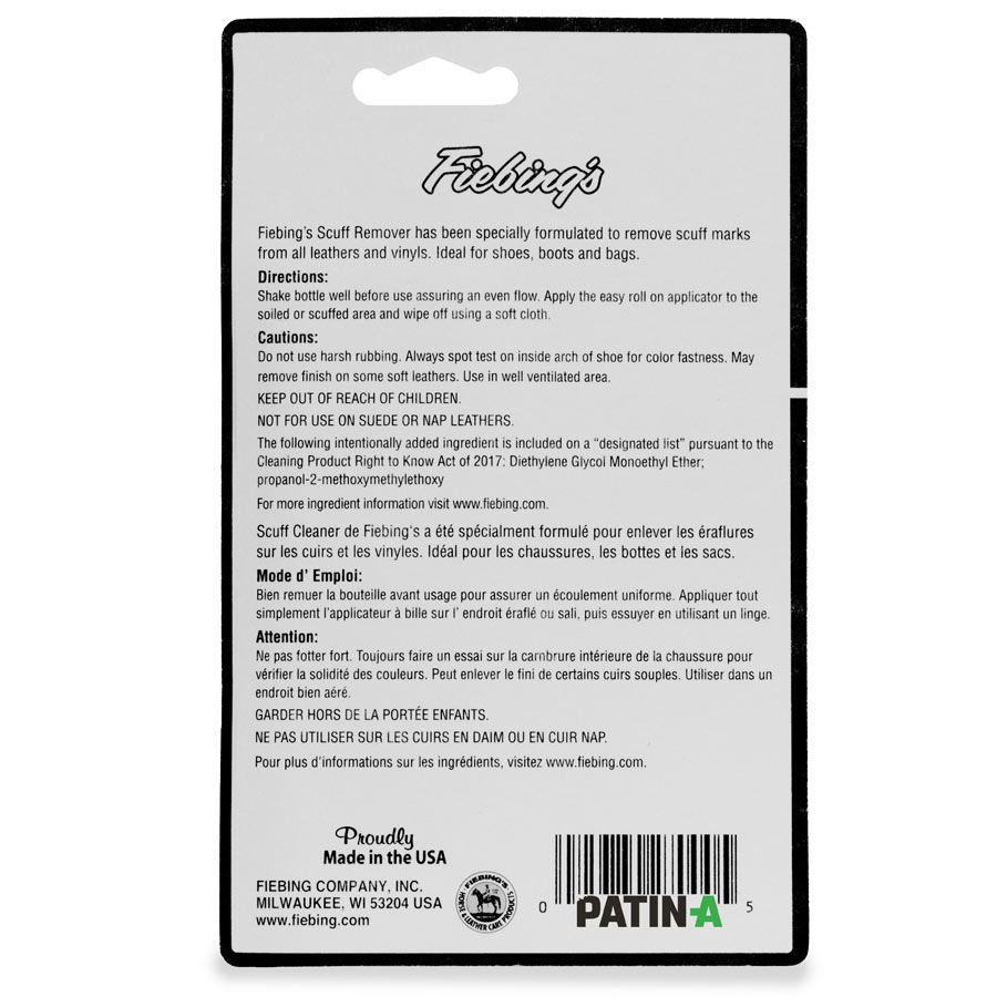 Le produit Fiebings Scuff Remover élimine les rayures sur tous les articles en cuir et en vinyle. Idéal pour les chaussures, les bottes et les sacs.