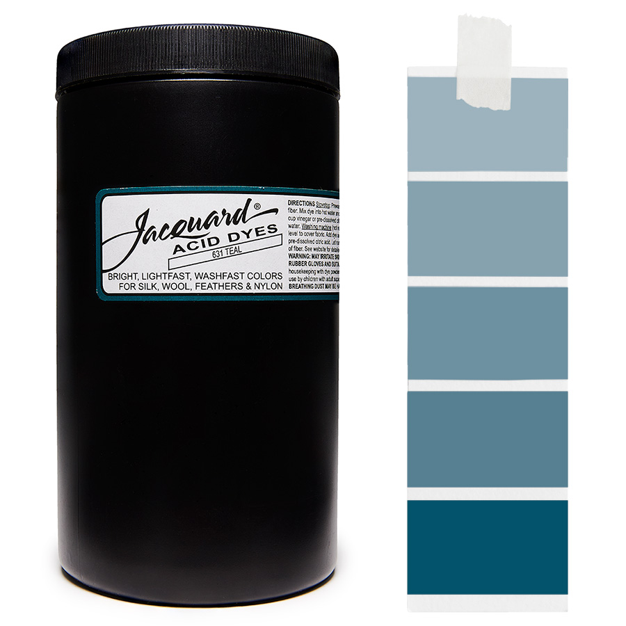 Teal 631 - Jacquard Acid Dye Textilfarbe - 450g - 1lb - leuchtende, neonfarbe, schnell waschende Farbe für Nylon, Seide, Wolle und Federn