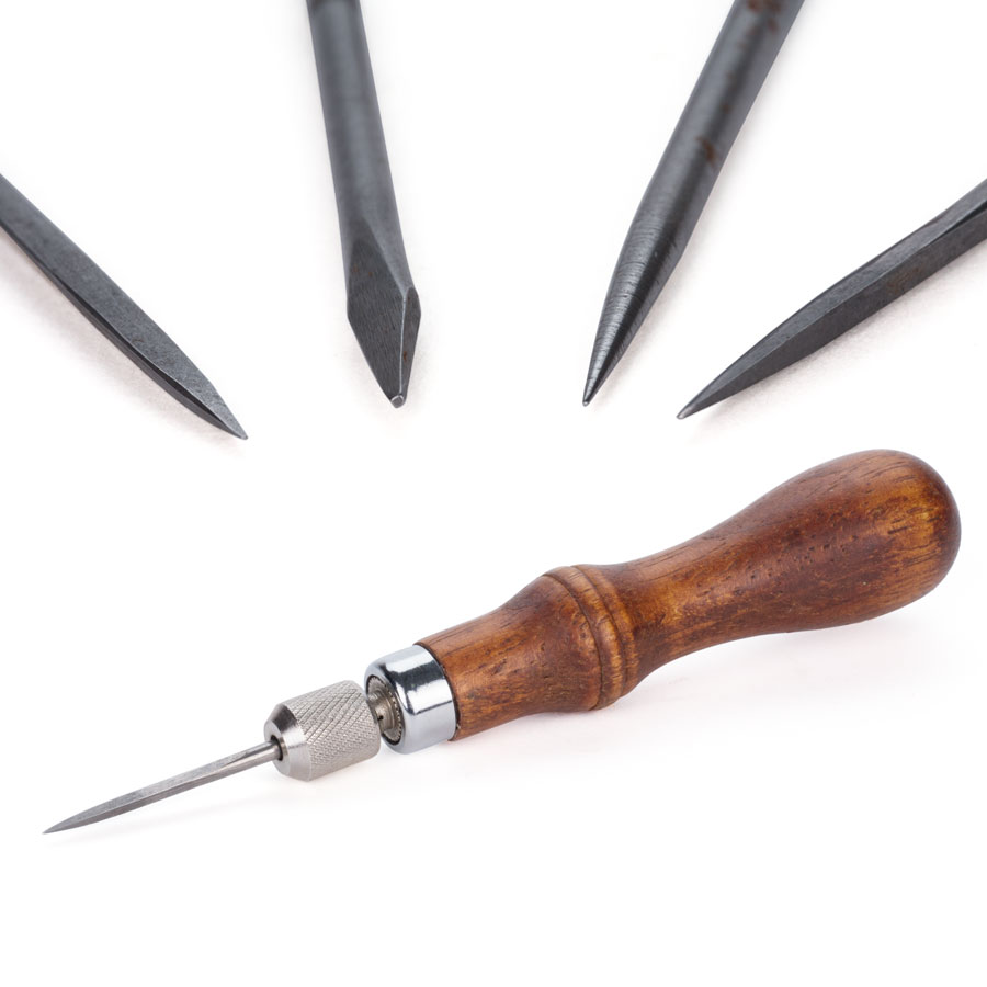 Leather Awl with 4 Blades - Set (4 in 1 awl set)